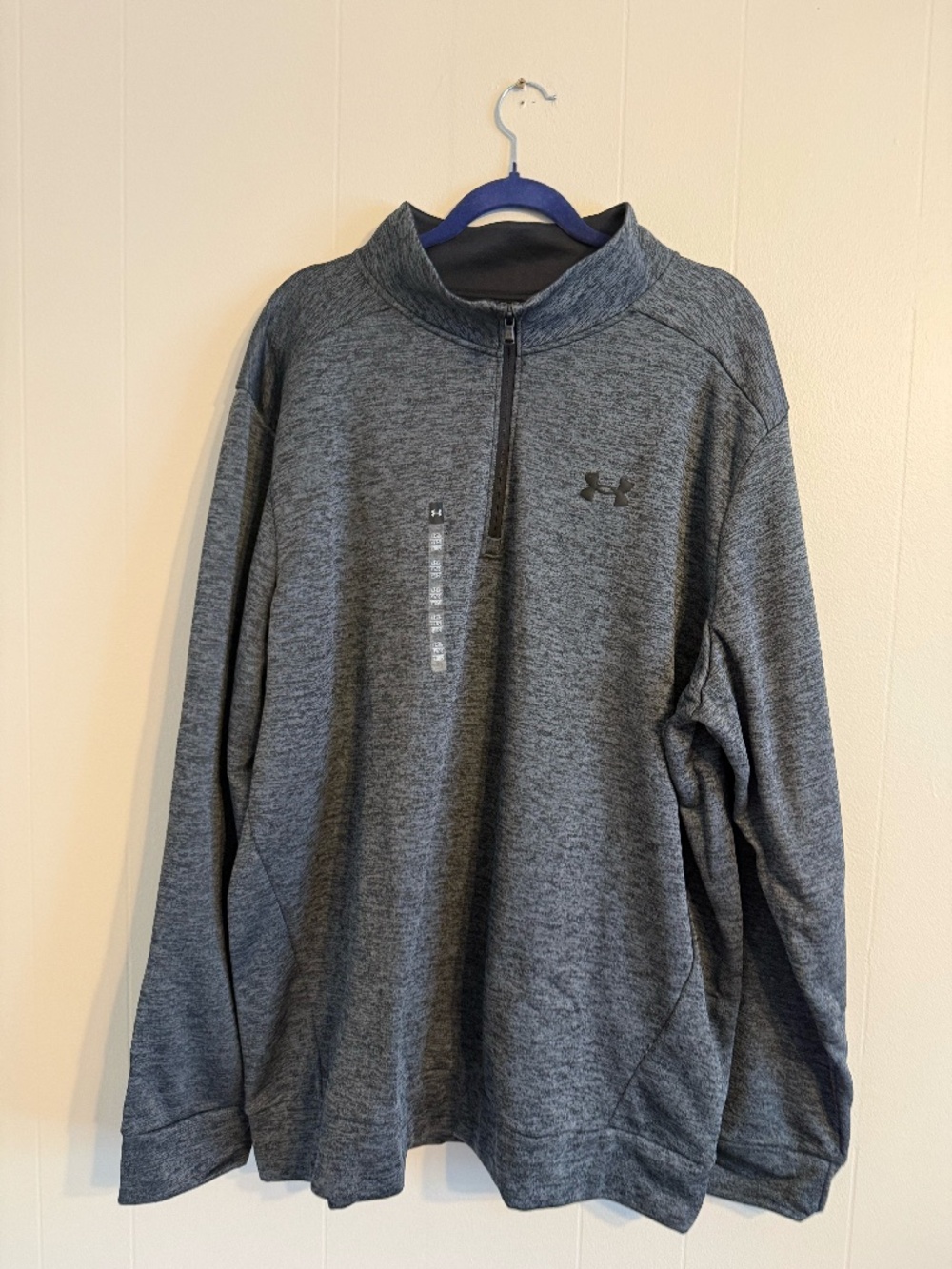 NWT, Men's Under Armour 1/4 Zip Fleece Twist Pullover, Color Grey, Size 3XL